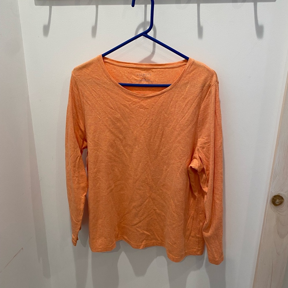 Talbots Women Light Orange Long Sleeve Shirt Cotton Size 2X